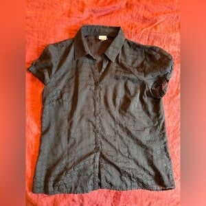 Sonoma Textured Sheer Black Button Up Shirt